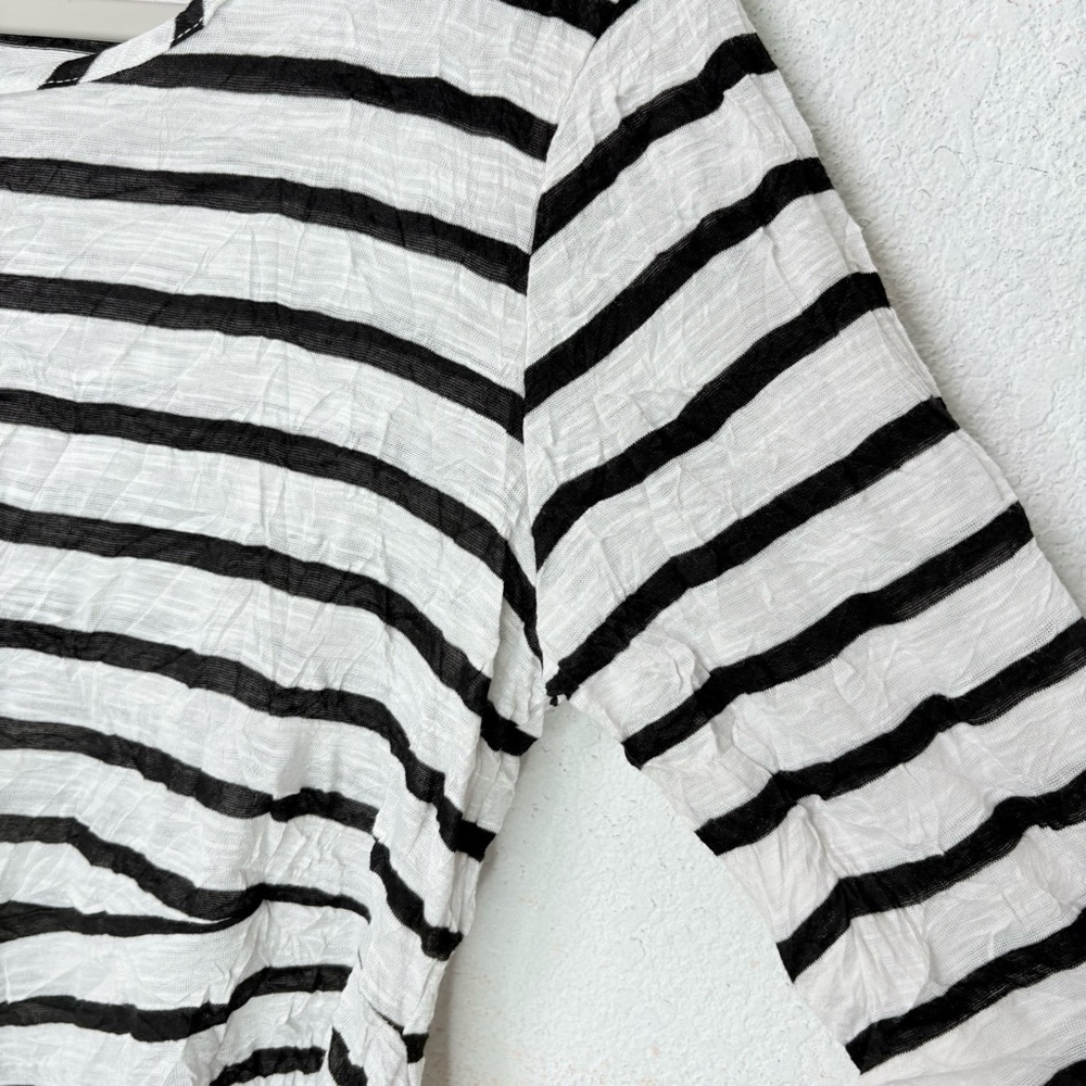 Vecceli Italy Lagenlook Asymmetrical Hem Stripe Tunic Top Fairy Grunge L - Picture 5 of 10
